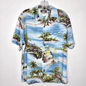 Kalaheo Hawaiian Shirt Mens S Blue Tropical Island Aloha Beach Resort Vacation